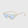 Sunglasses Women New Fashion Cat Eye Sun Glasses Female Diamond Flat Top Eye Wear UV400