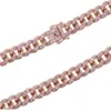 Pink Girl Women Jewelry Micro Pave Pink CZ Miami Cuban Link Sain Choker Naszyjnik Kobieta Hip Hop Biżuteria Moda 8121113