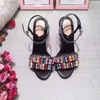 Горячая распродажа-роскошь дизайнер женская обувь цветные бриллианты натуральные кожаные сандалии в форме женской обуви US11