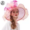 FS 2020 Novas Mulheres Chapéus Para Elegante Chapéu De Verão Ladies Party Cap Grandes Fedoras Brim com Flor Chapeu Feminino
