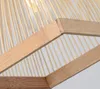 Quadratische Horn-Bambus-Pendelleuchte, handgestrickte Holz-Pendelleuchten, E27, antike, einfache Wohnzimmer-Esszimmer-Studien-Hausbeleuchtung MYY
