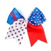 8'' Large 4th Of July Cheer Bows Handmade American Flag Patriotic Elastic Bands Hair Bow Cheerleading For Girls Hair Accessorie 5 Colors