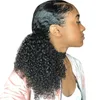Ponytail Human Hair Extension Mongolian Afro Kinky Curly Ponytail Remy 3b 4c Clip i förlängningar Naturliga hårbuntar 120g