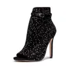 Hot Sale-Xingdeng Girls Wedding Party Sexy Rhinestone Dames Gesp Enkelband Peep Teen Dunne Hakken Jurk Schoenen