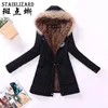 StainLizard Fahion女性冬コートカジュアルコットン赤いフード付きパーカー長い厚い女性女性服暖かい女性のジャケットCJT142