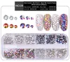 NA053 1 Kutu Çok Boyutlu Kristal Çivi Süslemeleri Akrilik Yuvarlak Renkli Pırıltılar Rhinestones DIY Nail Art Accessoires