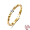 925 Srebrne pierścienie dla kobiet Śliczne cyrkon okrągły geometryczny ślub Minimalistyczny prezent biżuterii