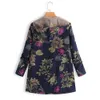 KLV 2019 Fashion Womens Winter Warm Outwear Floral Print Hooded Pockets Vintage Oversize Coats 116