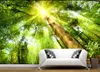 Personnalisé Toute Taille Mur Papier Peint Grand arbre forêt lumière du soleil nature verte 3D fond mur Home Decor Salon Revêtement Mural
