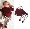 Baby Girls Одежда для мальчиков Camo Striped Hoodie брюки костюмы цветочные цветы одежда наборы одежды с длинным рукавом ins письмо пальто брюки наряды 23 цвет D6776