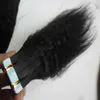 Yaki grosso Remy Tape Em Extensões Do Cabelo Humano 40 pcs kinky em linha reta Trama Da Pele Do Cabelo No Adesivo Sem Costura Extensões de Cabelo 40g / pac 100G