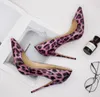 Fashion Designer Leopard Print High Heels Women Sexy Pumps Plus Size Lady Dress Shoes Pointed Toe 12 CM Bridal Wedding Shoes