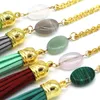 9 colori Boheimian Style Womens 69cm Collana a catena lunga Argento Oro Pietra naturale Nappa Collana Gioielli Regali per le donne Ragazze