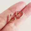 100% solid 925 Sterling Silver Heart Shape Hoop örhängen Kvinnor Rose Gold Plated Small Earring Brinco Fine Jewelry YME461