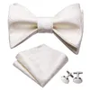 US Warehouse Bow Tie Set Custom Silk Floral Ice Cream White Jacquard Self Tie Bow Ties for Men Drop Free Shipping LH-1004