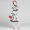 New Runway Floral Designer Dress Plus Size Womens Fashion Printed Lantern Sleeve Ladies Pleated Dresses Slim Elegant Office Shirt 4717223