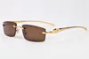 Sonnenbrille für Männer Halbrahmen Leopard Gold Metal Fashion Herren Sport Buffalo Horn Brille Brille Frauen halbfleischloses Gläser 9371010