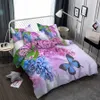 Juego de ropa de cama HELENGILI 3D, juego de funda nórdica con estampado de flores y mariposas, ropa de cama con funda de almohada, Textiles para el hogar # XH-02277s