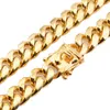 8 10 12 14 16 18 mm 18-30 inches Miami Cuban Link Gold Chain Hip Hop Sieraden Dikke roestvrijstalen ketting2205