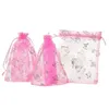 Sacs cadeaux en Organza papillon rose, petits sacs cadeaux pour cadeaux de mariage, pochettes à bijoux 7cm x 9cm