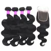 9A Brazilian Virgin Hair Weaves 4 Bundles With 4x4 Lace Closure Loose Deep Water Wave Hair Extensions Weft Bundles And Human Hair 8334203