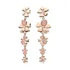 NOUVEAU Designer de luxe 18K Rose Gold Tassel Boucle d'oreille avec boîte d'origine pour Pandora 925 Fleurs en argent sterling Pendentif Cadeau Boucles d'oreilles longues