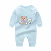 Newborn Romper Clothes 2020 INS New Hot Kids Cute Bear Print Round Collar Long Sleeve Cotton Baby Jumpsuits Kds Boutique Clothing M1556