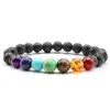 7 Chakra Bracciale Mens Black Lava Healing Balance Beads Buddha Preghiera Pietra Naturale Yoga Diffusore di Olio Essenziale Bracciale Donna