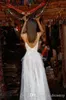 Liz Martínez 2019 vestidos de boda del espagueti del cordón de Boho Vestidos de novia con apliques de tren de barrido sin respaldo playa vestido de novia por encargo 003