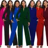 Mulheres manga comprida Jumpsuit Casual soltos para o Trabalho perna larga calças compridas macacão com cinto de Moda