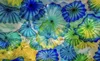 Art Decor Hand Made Blown Glass Flower Plates for Wall DecorationMediterranean Sea Multicolor Murano Glass Hanging Plates Wall Art