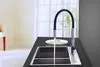 ROLYA New Arrival Brass Deck Mounted Black Pull Down Kitchen Faucet White Pullout Sink Mixer Tap191M