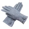 Fashion-Wool Gloves Lady Touch Screen Gloves Wrist Flower Warm Glove Multi Colors