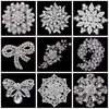 Bridal Wedding Broszka Bukiet Corsage Flower Bow Mix Style Hollow Rhinestone Hurtownie Sparkly Crystal Round Fashion Cameo Broszki Pin