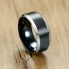 Silver Färg Vigselring för män 316L Rostfritt stål Svart färg Anillos Hombre Engagement Tillbehör