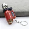 Mini Jet Straight Inflatable Lighter With Keychain No Gas Windproof Metal Cigarette Cigar Butane Lighters Smoking Tool