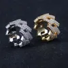 حجم 7891011 الهيب هوب المثلج للرجال الشق وضع الذهب الفضة المجوهرات بلغ تشيك ستايلز سلسلة كوبية الحلقة 9441012