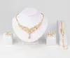 4 Pieces Gold Wedding Jewelry Water Drop Crystal Collarbone Chain Necklace Set Bridal Jewelry Pearls Luxury Bracelets Necklace & E2228