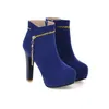 Hot Sale-Women Ankle Boots Fuchsia Brown Blue Plus Size 34 To 40 41 42 43