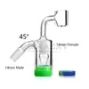 Two Styles 14mm 18mm Glass Ash Catcher Silicone Container Reclaimer With 4mm Quartz Banger Glass Ashcatchers For Glass Water Bongs Dab Rigs