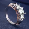 Anello teschio gotico stile cavo dito tondo argento colore oro rosa cristallo CZ doppio per anelli regalo gioielli moda donna