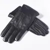 Gours Winter Gloves Men Äkta Läder Touch Screen Real Sheepskin Black Warm Driving Mittens Ankomst GSM050