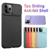 Silicone Case with Camera Protector Silder For iPhone 11 Pro Max Soft TPU Anti-slip Texture Smart Cellphone Covers with Individual OPP Bag