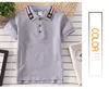 Boys summer Turn-down Collar T-shirt Fashion Striped child clothes Kids Short sleeve 6 color Tees childrens cotton Tops clothing