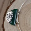 Mode-Rose Blume Anhänger 925 Silber Natürlicher Grüner Chalcedon Reine Original S925 Thai Silber Anhänger Frauen für Schmuck Machen