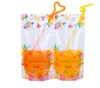 멀티 스타일 음료 가방 우유 차 두유 주스 포장 가방 지퍼 서리로 덥은 투명한 두꺼워 휴대용 음주 씰링 플라스틱 가방
