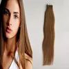 Remy Hair Tape In Human Hair Extensions 10 till 24 tum 40PCs 100g Silky Rak PU Hårspisar Sömlös hudväfthår
