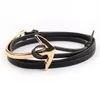 Fashion Design Cool Mens Best Qualtiy Handmade Gold Anchor Bracelet Colorful Multilayer Leather Bracelet for Sale