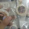 14K مخصص ميداليات ميداليات قلادة قلادة مع 3 مم 24inch سلسلة حبل الفضة الذهب لون الزركون الرجال hiphop المجهرة 270J