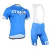 Mannen Fietsen Zomer Italië Team Custom Mouw / Mouwloos Jersey Bib Shorts Sets Ademend Outdoor Sportswear MTB Bike Outfits Y21040802